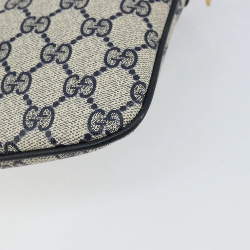GUCCI GG Supreme Sherry Line Shoulder Bag PVC Navy Gold - Picture 12 of 16